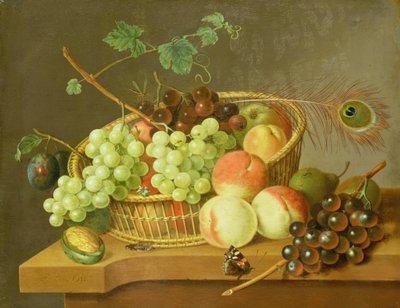 Nature Morte de Raisins et Pêches dans un Panier - Pieter Gerardus van Os